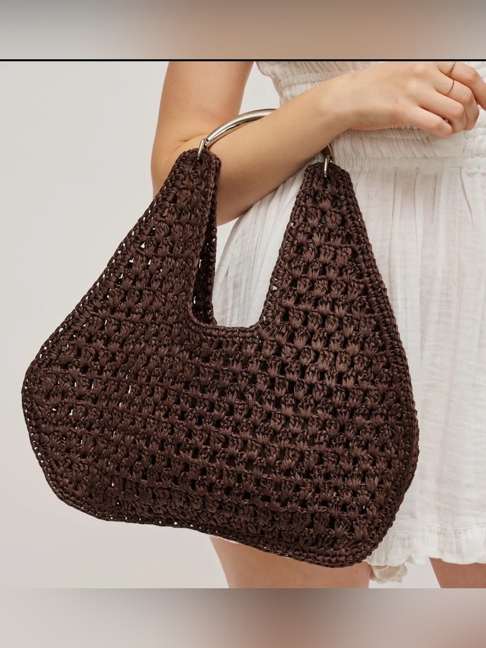 Urban Expressions Chocolate Iris Hobo Woven Tote Bag - Picture 2 of 9